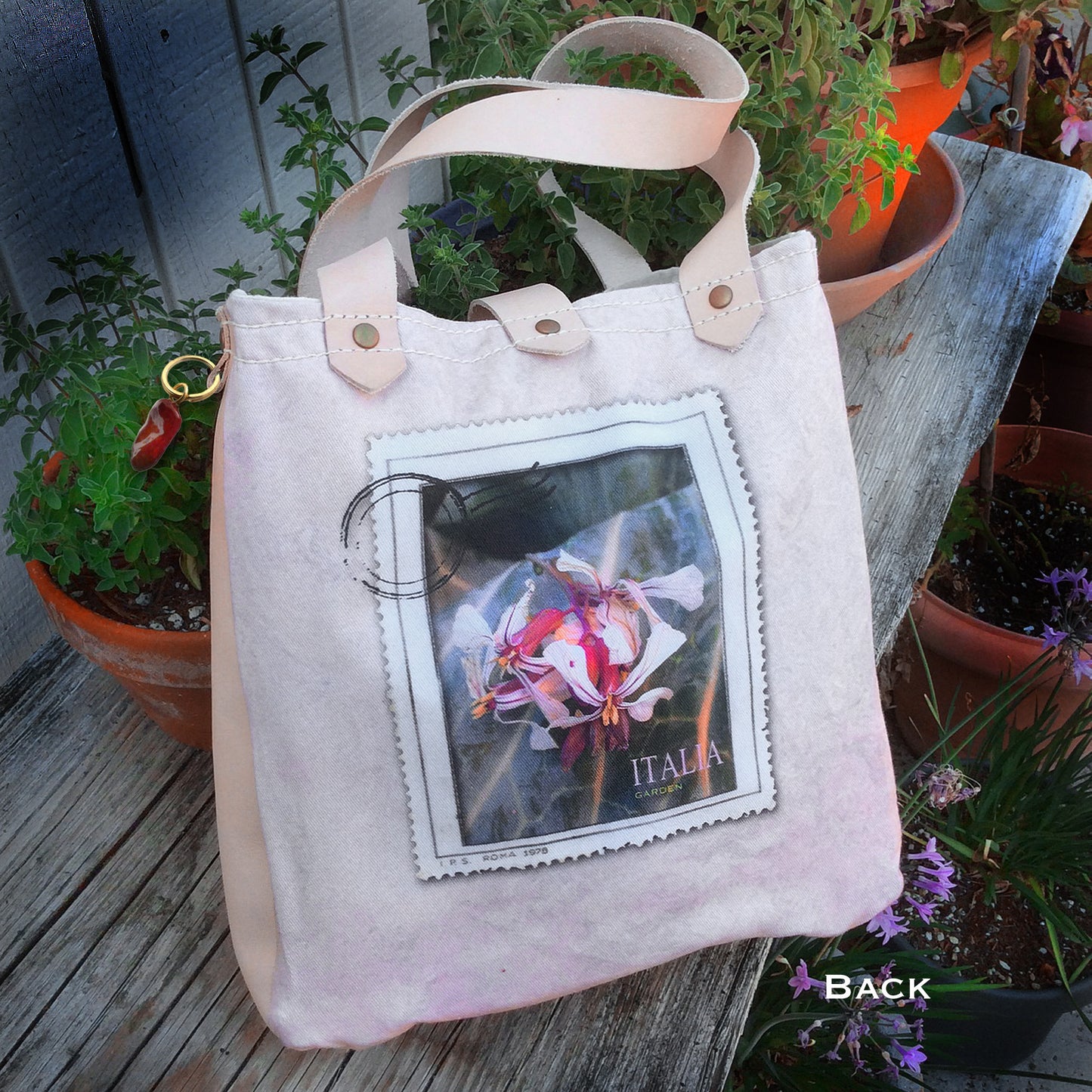 Canvas/Leather Villagio Bag — Rosebud and Arugula Flowers