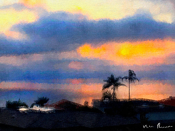 Twin Palms Wrapped Canvas Print