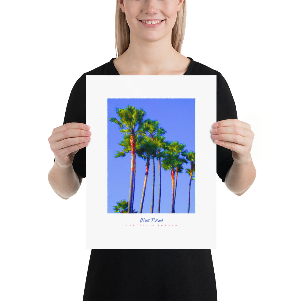 Blue Palms Luster Print