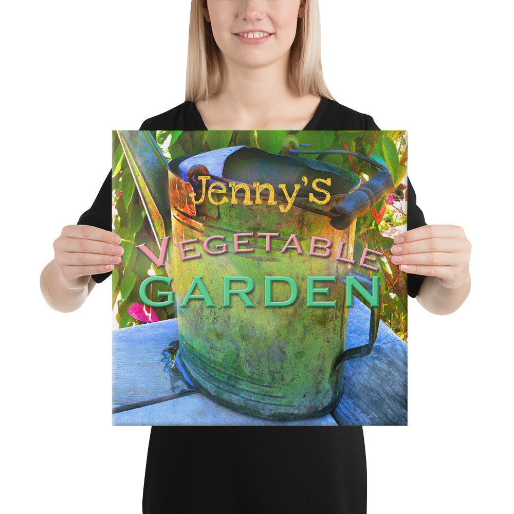 Custom Name Vegetable Garden Wrapped Canvas Print
