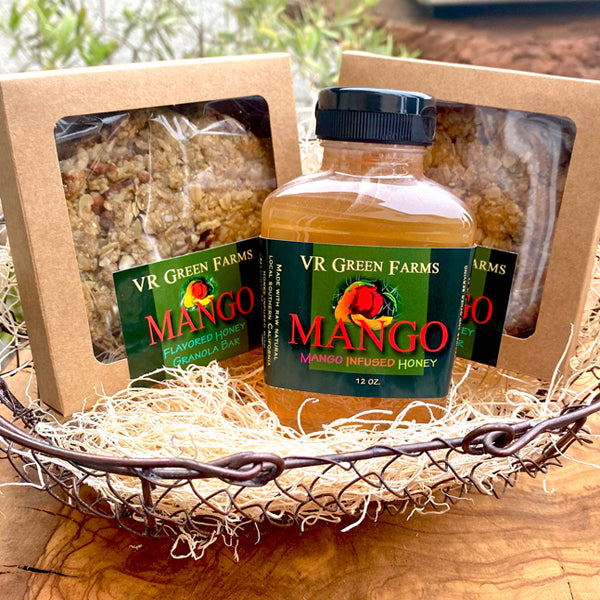 Mango Infused Honey Granola Bar and Squeeze Bottle Gift Set