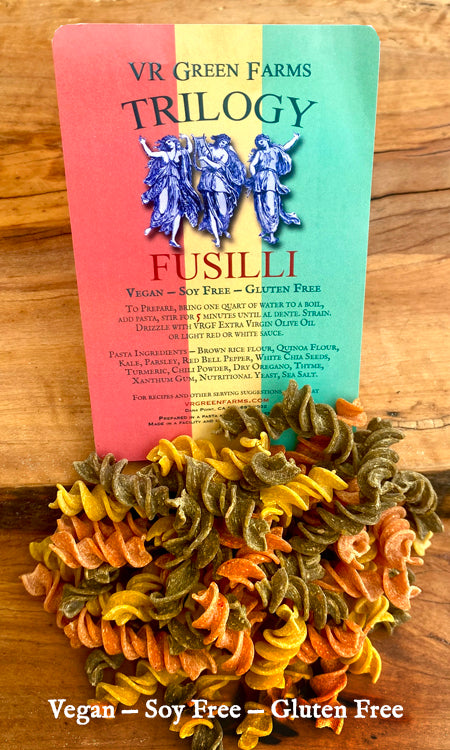Fresh Vegan and Gluten Free Tri-Color Fusilli Pasta
