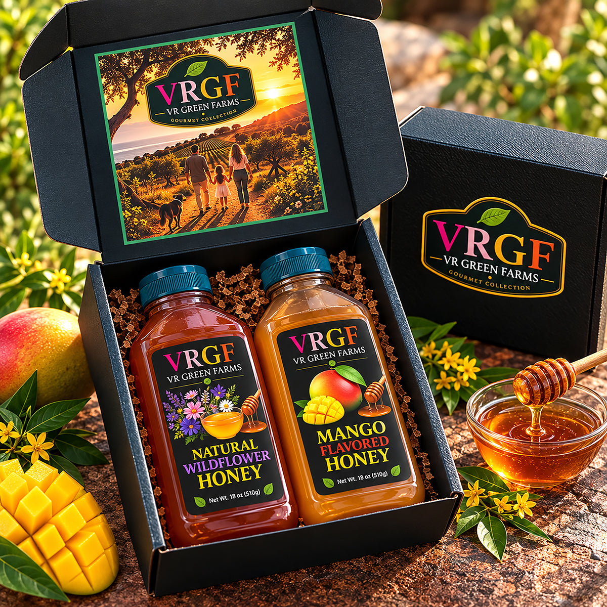 VRGF Mango Flavored Honey & Natural Wildflower Honey Gift Box