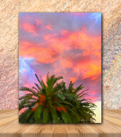 Palm Fire Wrapped Canvas Print