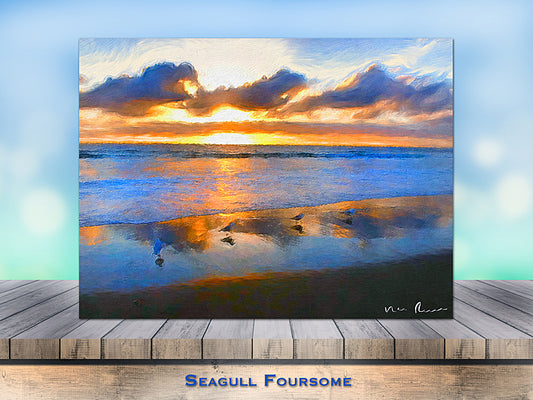 Seagull Foursome Wrapped Canvas Print