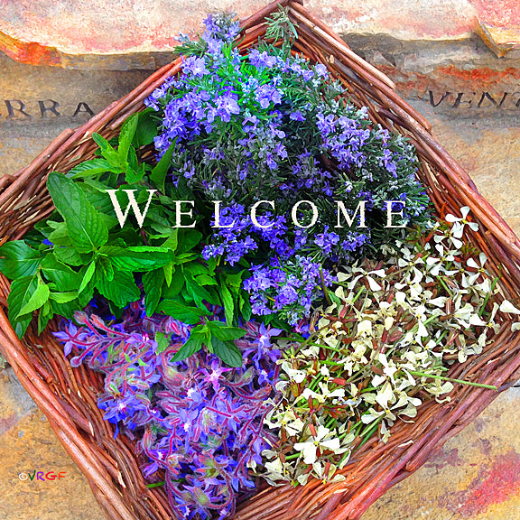 Welcome Herb Basket Wrapped Canvas Print