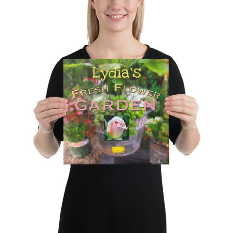 Custom Name Fresh Flower Garden Wrapped Canvas Print
