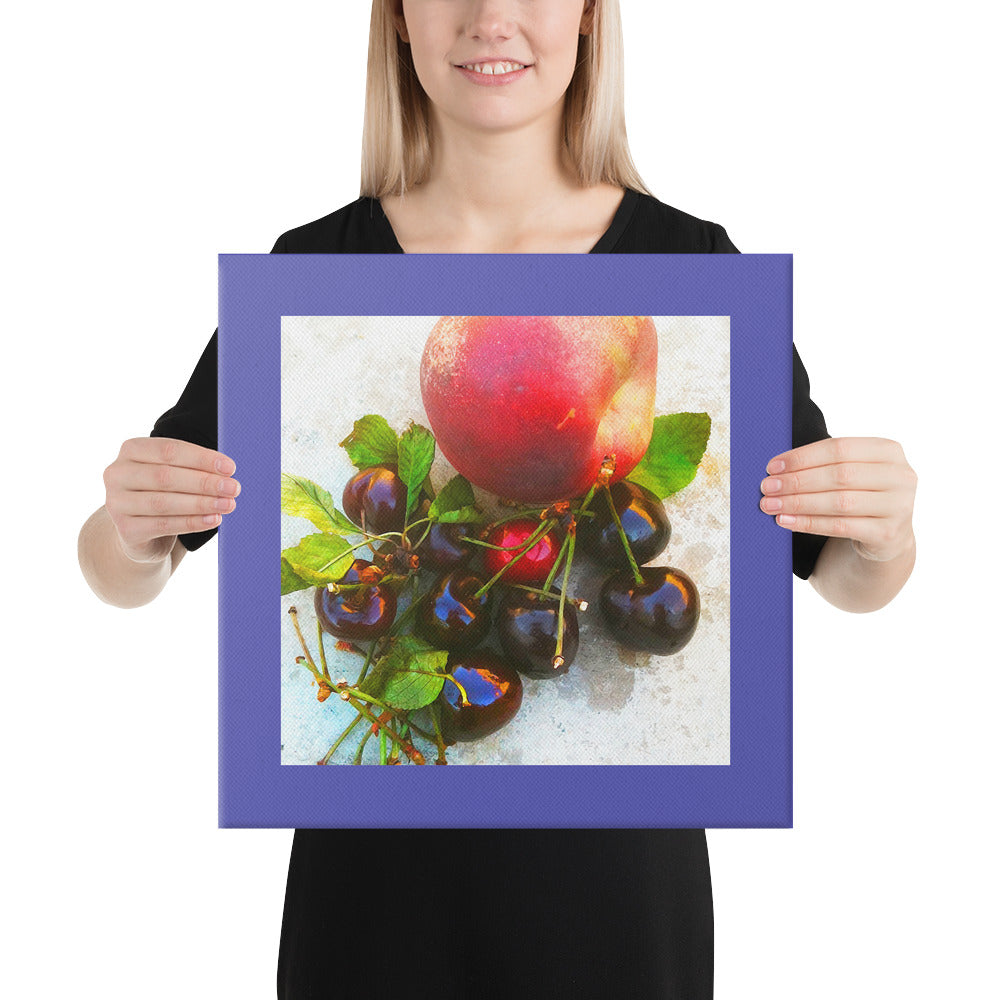 Cherries & Nectarine Wrapped Canvas Print
