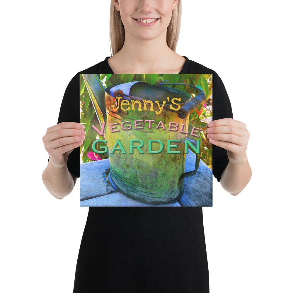 Custom Name Vegetable Garden Wrapped Canvas Print