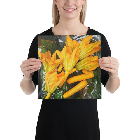 Zucchini Flowers Wrapped Canvas Print