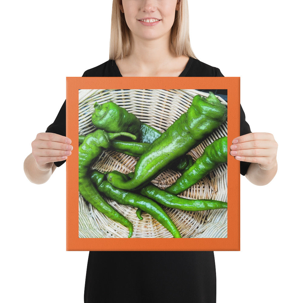 Italian Green Peppers Wrapped Canvas Print